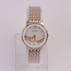 Two Tone Women Chain Watch Rosegold White