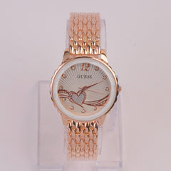 Women Chain Watch Rosegold White