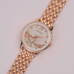 Women Chain Watch Rosegold White