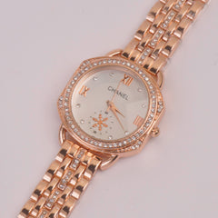 Women Chain Watch Rosegold White