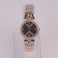 Two Tone Women Chain Watch Rosegold Black