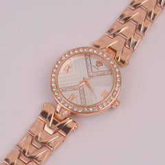 Women Chain Watch Rosegold White