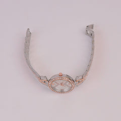 Two Tone Women Chain Watch Rosegold White