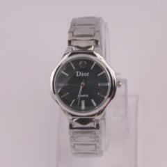 Women Chain Watch Silver Black