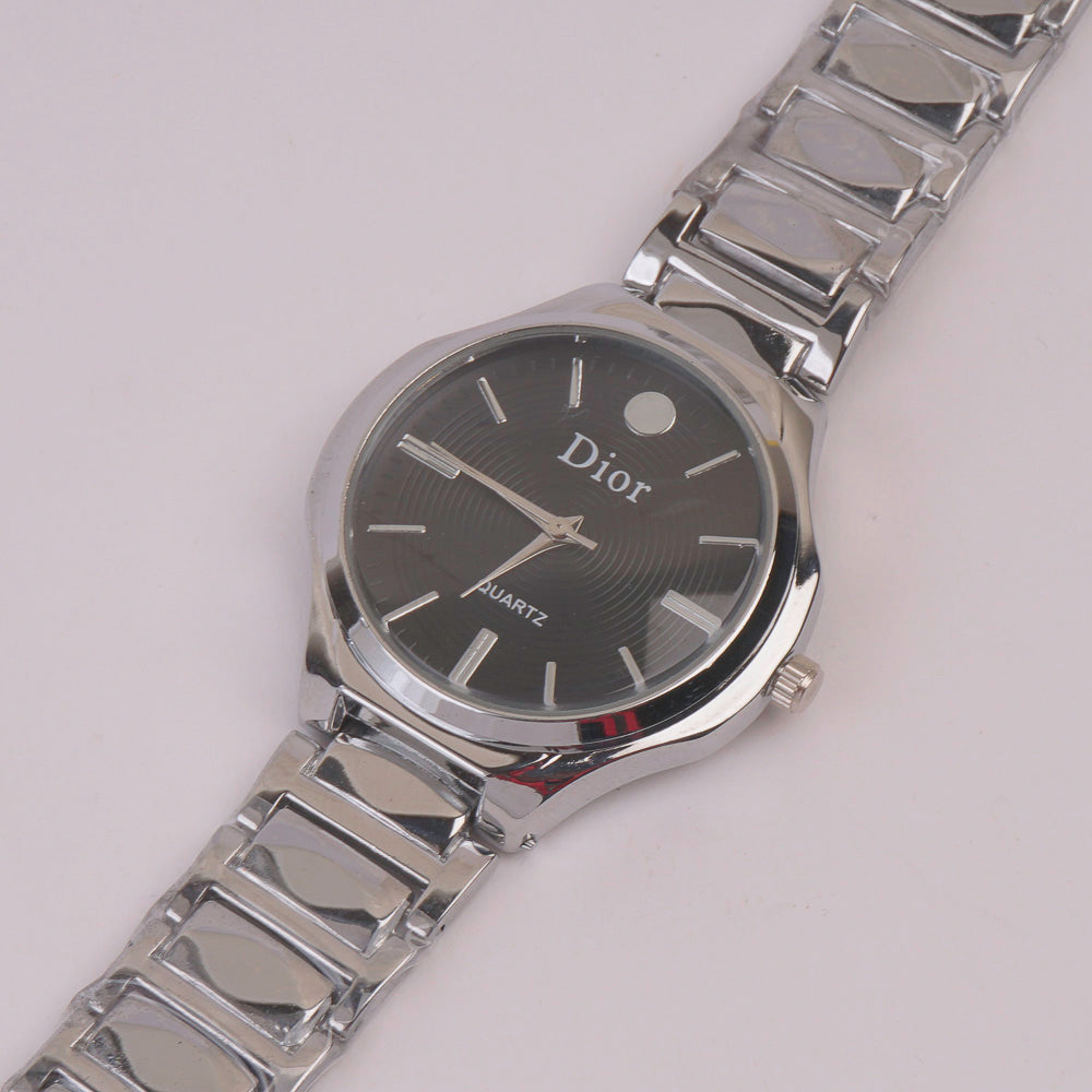 Women Chain Watch Silver Black