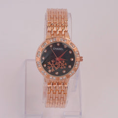 Women Chain Watch Rosegold Black