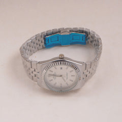 Mens Silver Chain Wrist Watch White Dial R