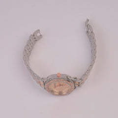 Two Tone Women Chain Watch Rosegold Pink