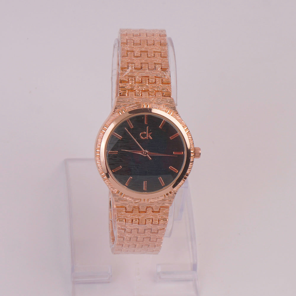 Women Chain Watch Rosegold Black