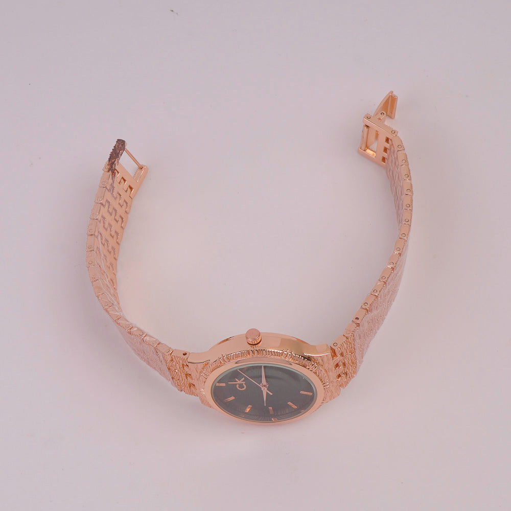 Women Chain Watch Rosegold Black