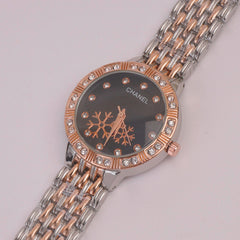 Two Tone Women Chain Watch Rosegold Black