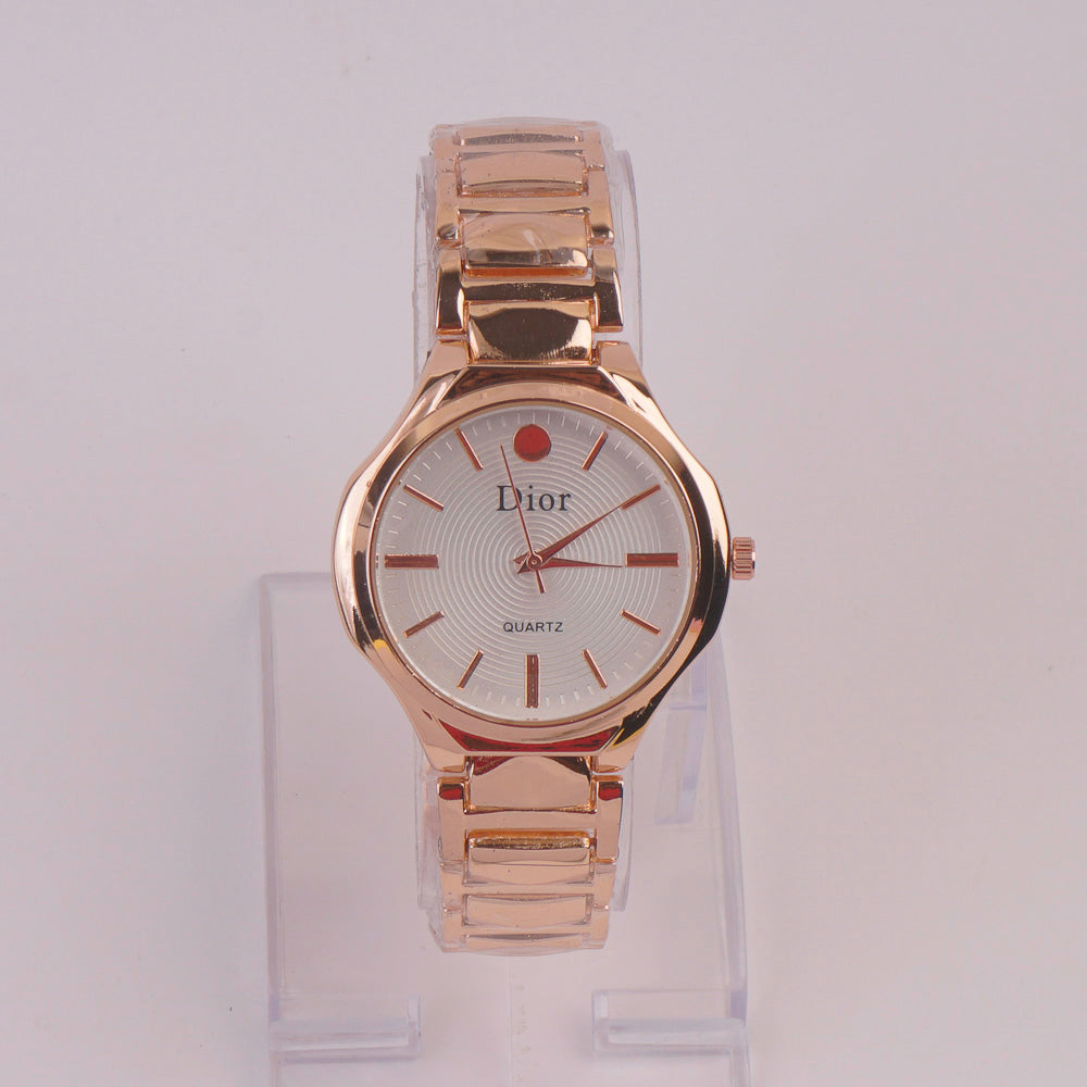 Women Chain Watch Rosegold White