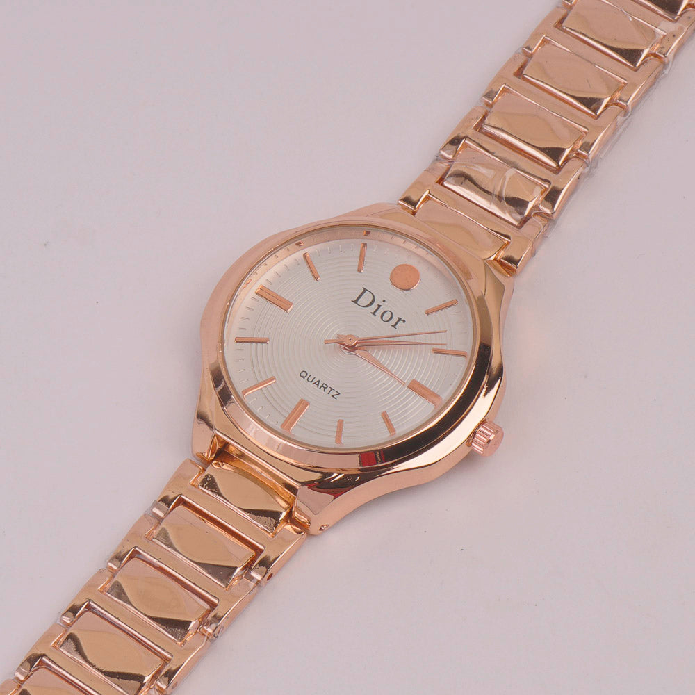 Women Chain Watch Rosegold White