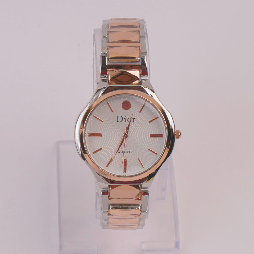 Two Tone Women Chain Watch Rosegold White