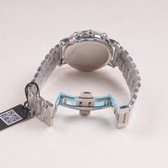Mens Silver Chain Chronograph Watch with black dial