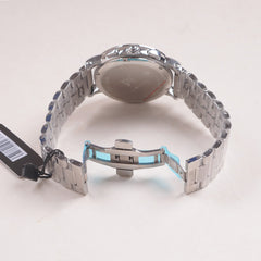 Mens Silver Chain Chronograph Watch with black dial ll