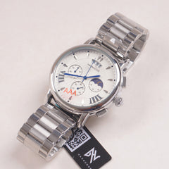 Mens Silver Chain Chronograph Watch with White dial ll