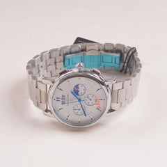 Mens Silver Chain Chronograph Watch with White dial ll