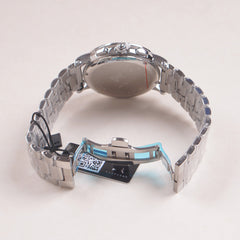 Mens Silver Chain Chronograph Watch with White dial ll