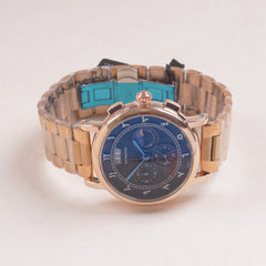 Mens Rosegold Chain Chronograph Watch with black dial