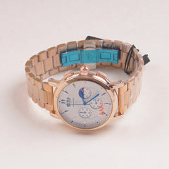 Mens Rosegold Chain Chronograph Watch with white dial l