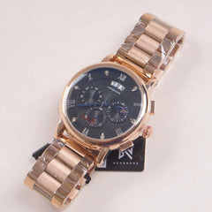 Mens Rosegold Chain Chronograph Watch with black dial l