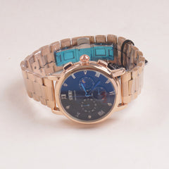 Mens Rosegold Chain Chronograph Watch with black dial l