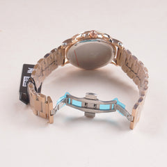 Mens Rosegold Chain Chronograph Watch with black dial l