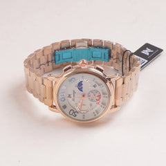 Mens Rosegold Chain Chronograph Watch with white dial ll