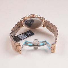 Mens Rosegold Chain Chronograph Watch with white dial ll