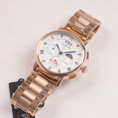 Mens Rosegold Chain Chronograph Watch with white dial lll