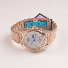 Mens Rosegold Chain Chronograph Watch with white dial lll
