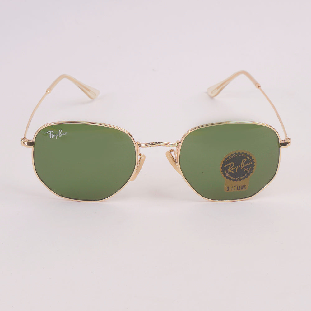 Golden Frame Green Shade Metal Sunglasses For Men & Women RB 3548