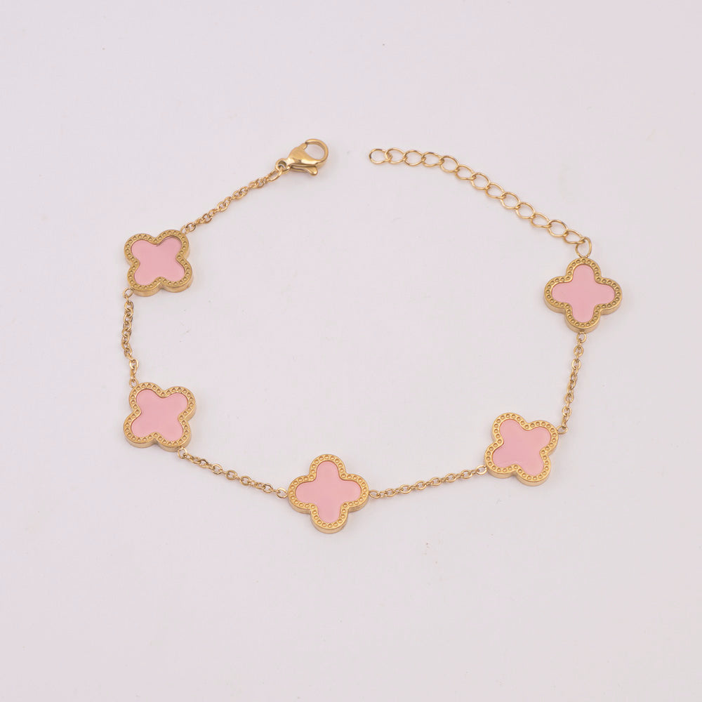 Womens Golden Chain Bracelet Pink