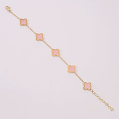 Womens Golden Chain Bracelet Pink