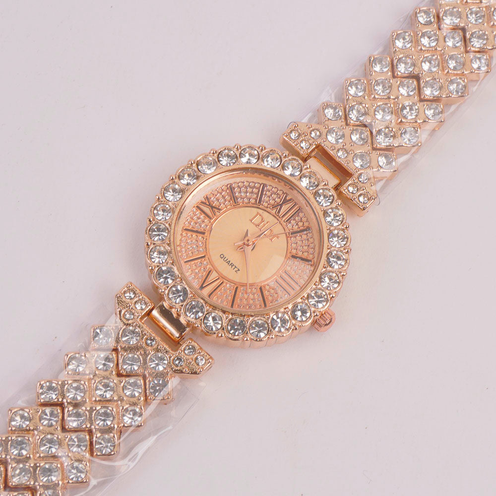 Women Chain Watch Rosegold Pink