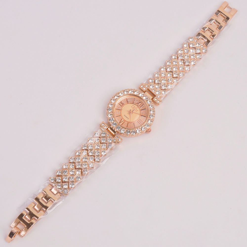 Women Chain Watch Rosegold Pink