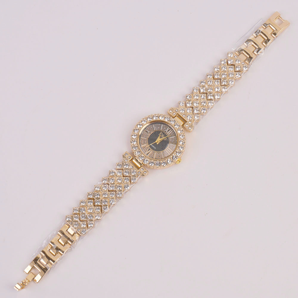 Woman Chain Watch Golden Blck