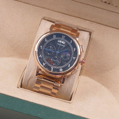 Mens Rosegold Chain Chronograph Watch with black dial