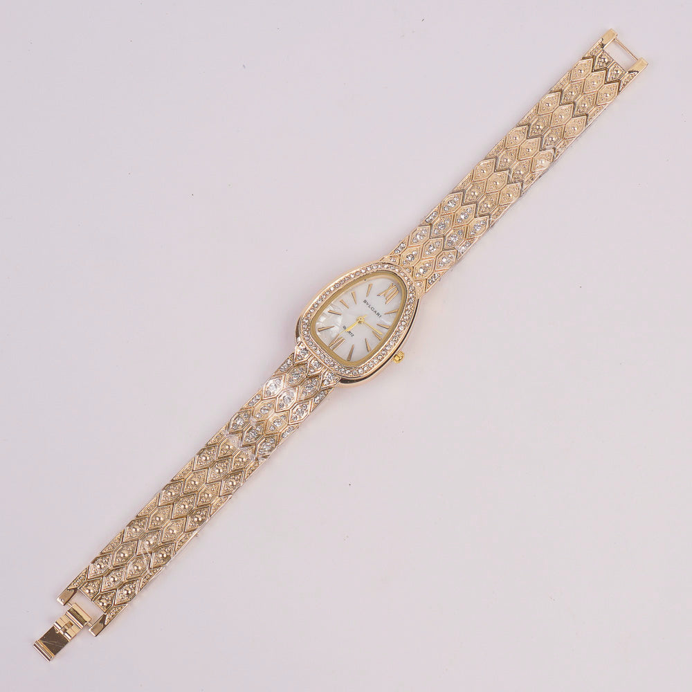 Woman Chain Watch Golden White