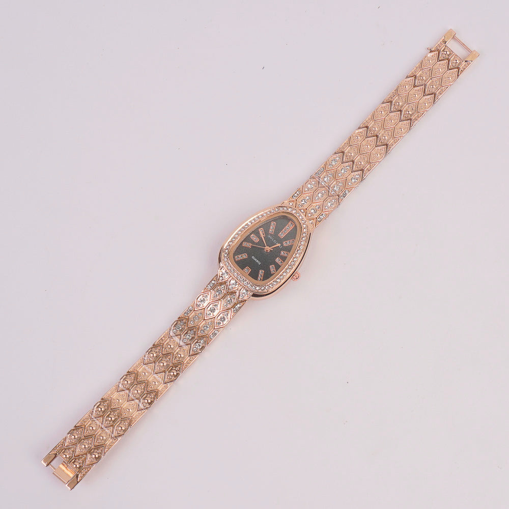 Woman Chain Watch Rosegold Black