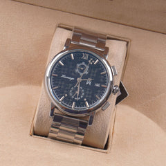 Mens Silver Chain Chronograph Watch with black dial ll