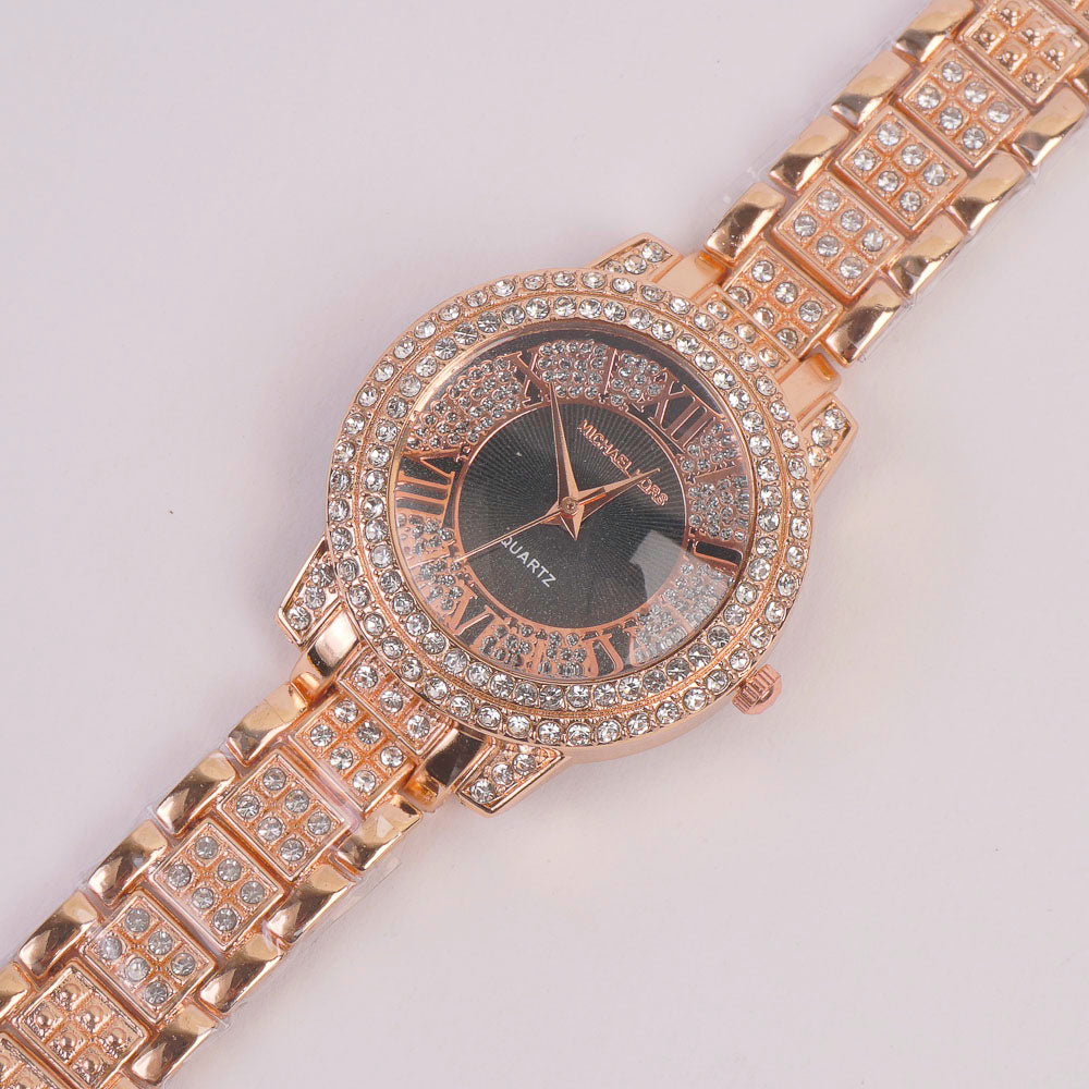 Woman Chain Watch Rosegold Black