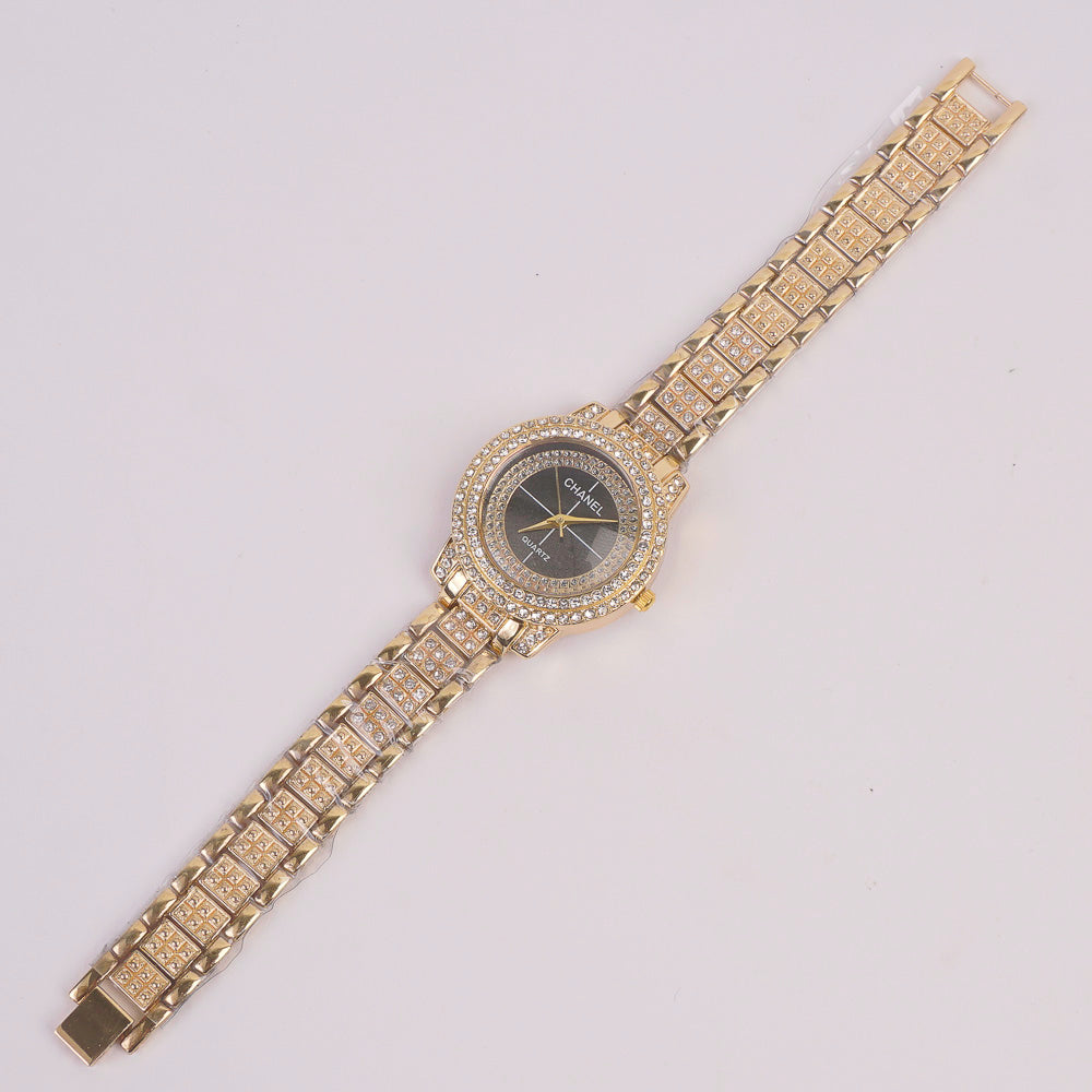 Woman Chain Watch Golden Black