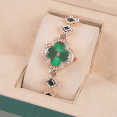 Womans Rosegold Chain Watch with Green Dial