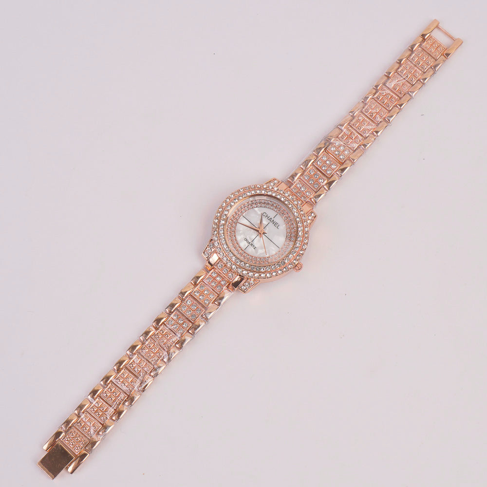 Woman Chain Watch Rosegold White