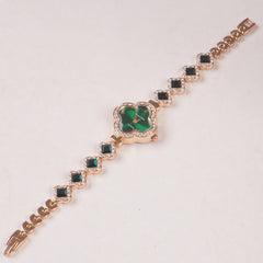 Womans Rosegold Chain Watch with Green Dial