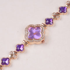 Womans Rosegold Chain Watch with Purple Dial