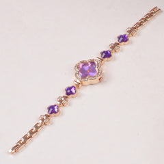 Womans Rosegold Chain Watch with Purple Dial