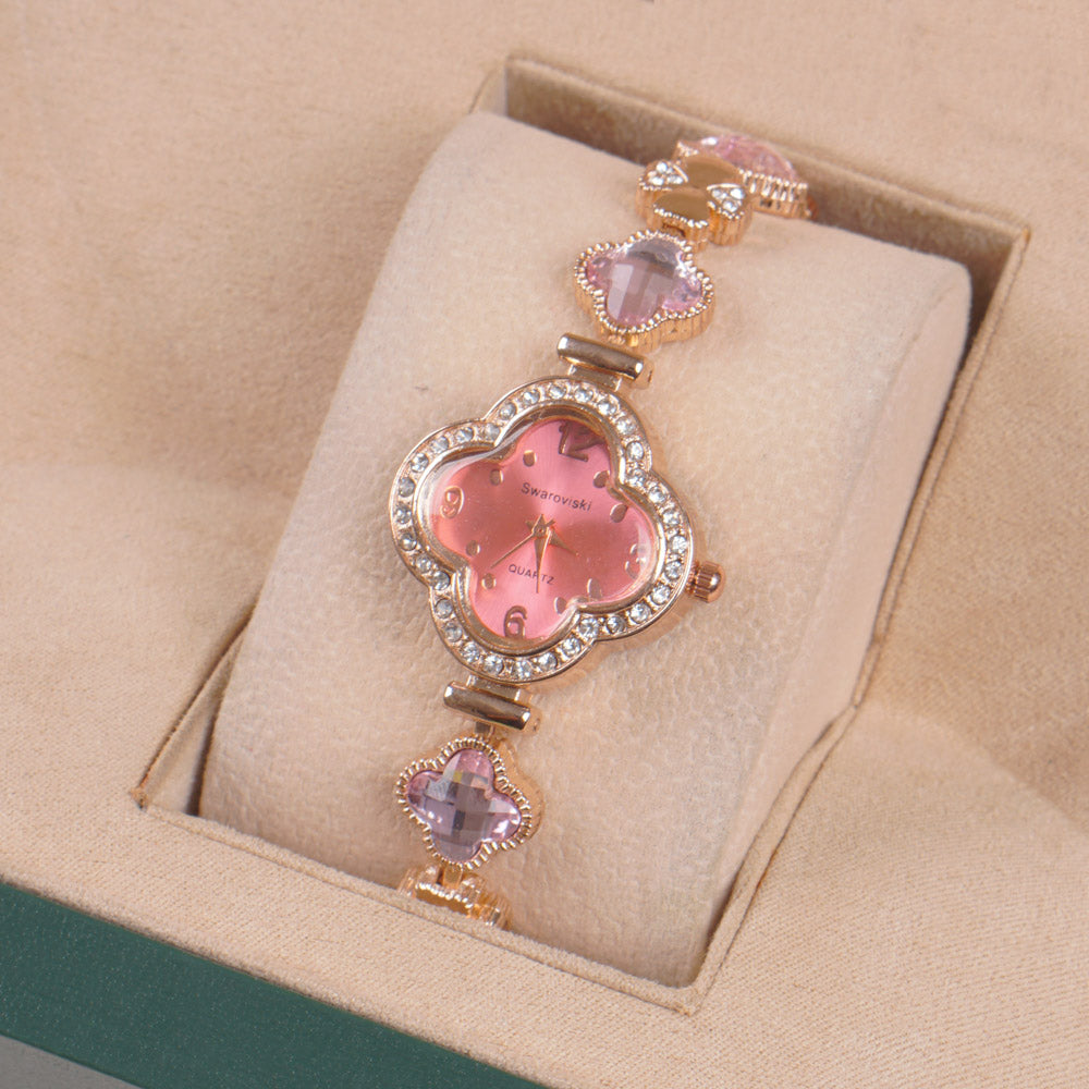 Womans Rosegold Chain Watch with Pink Dial